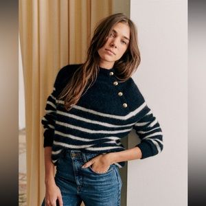 Sezane Trudy Sweater in Navy  - Made in Italy - S